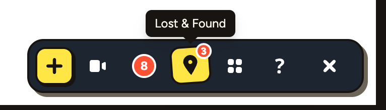 The PageProofer toolbar with the Lost & Found pin icon showing 3 lost notes