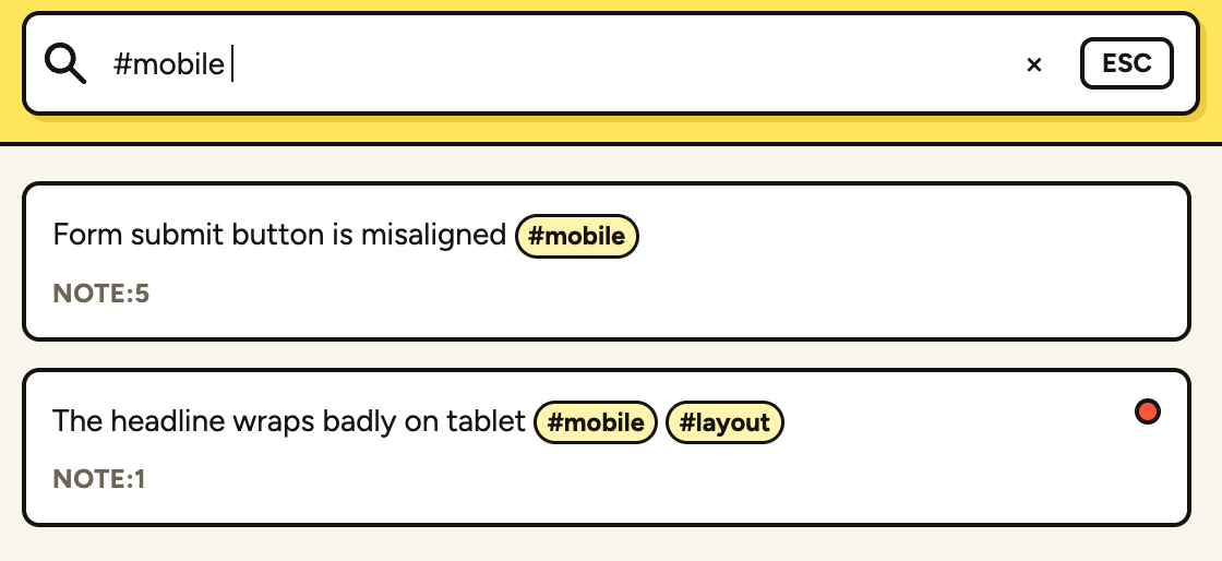 Searching by tag