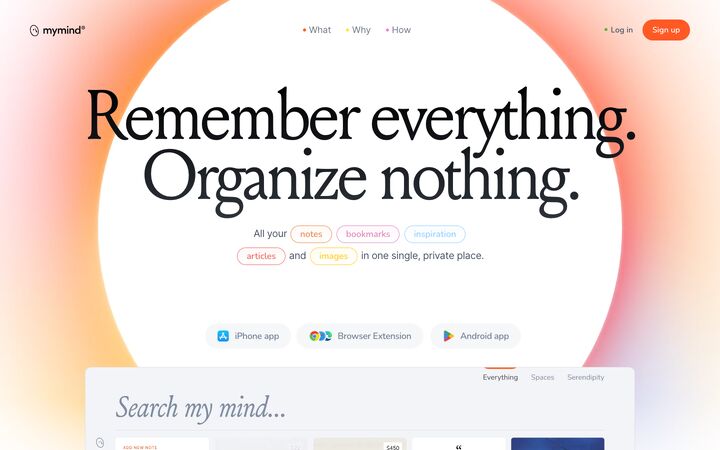 mymind homepage