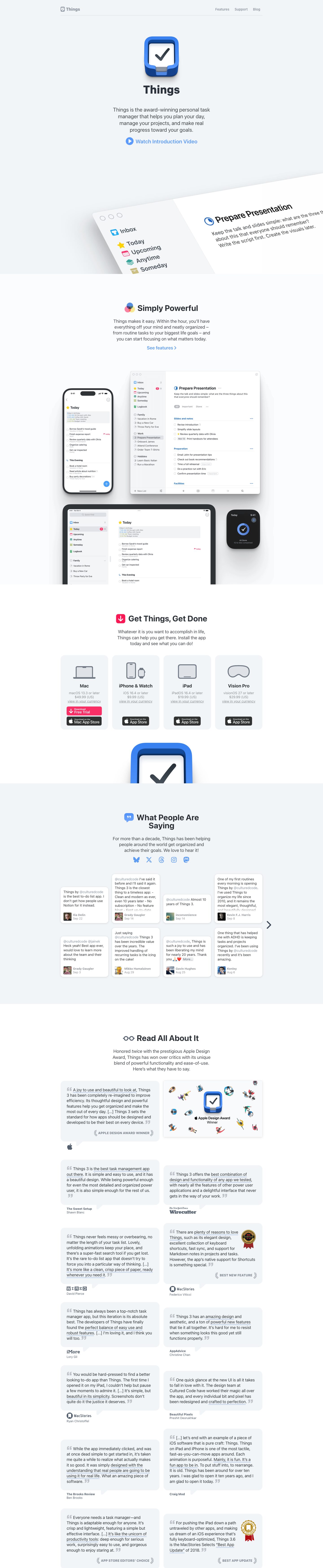 The full Things homepage