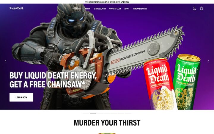 Liquid Death homepage