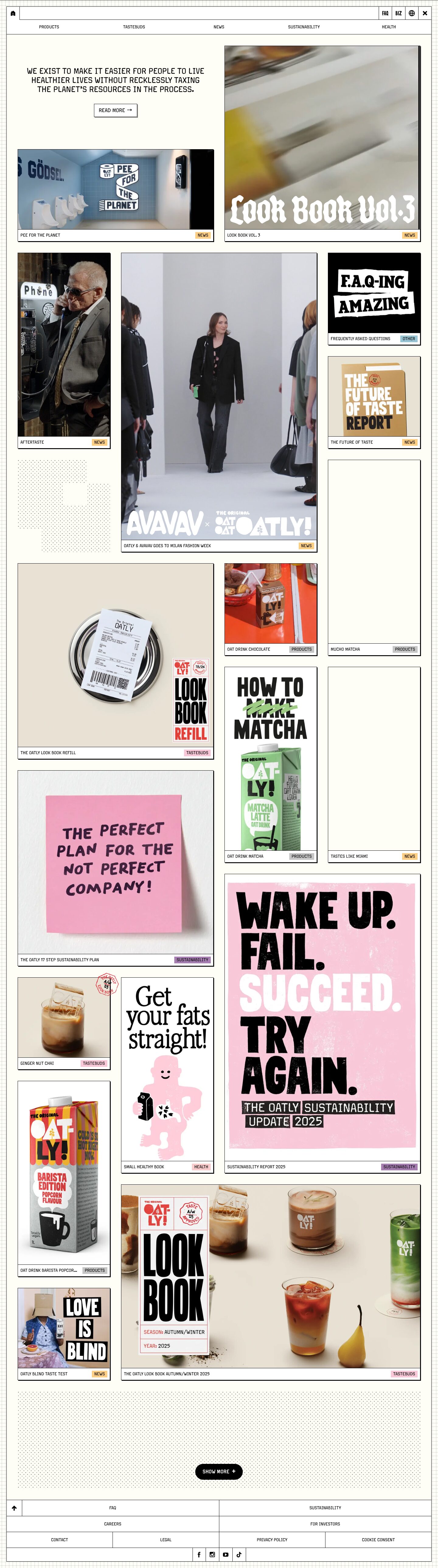 The full Oatly homepage