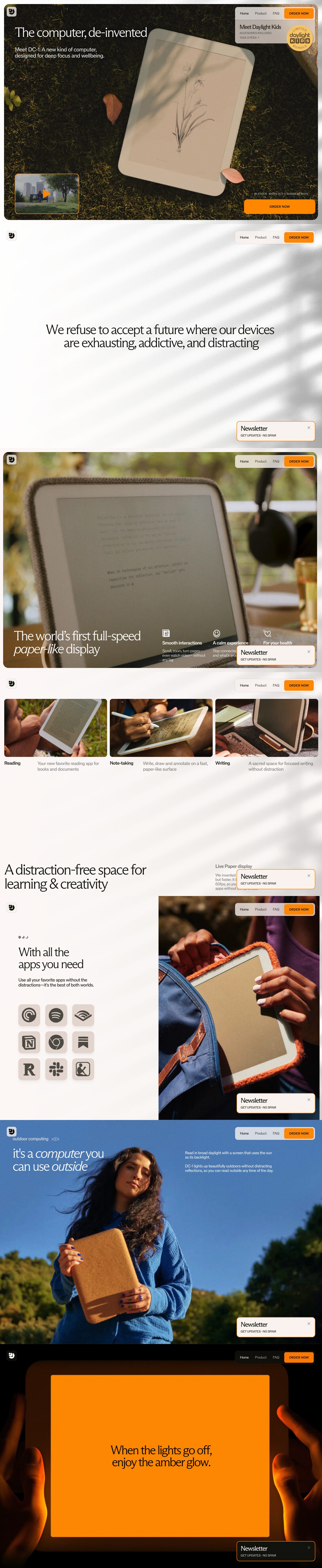 The full Daylight homepage