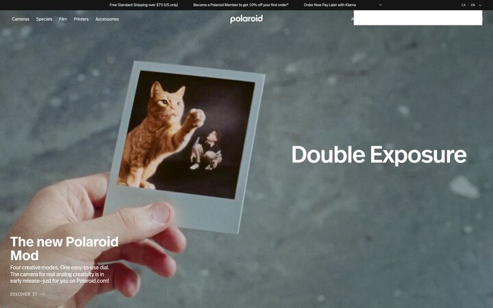 Polaroid homepage