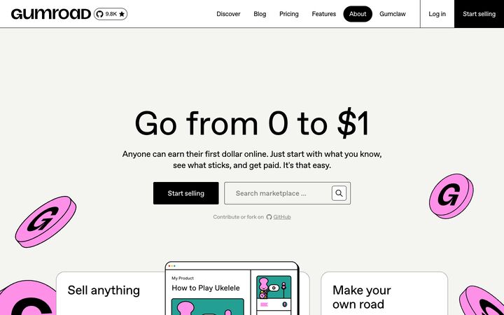 Gumroad homepage