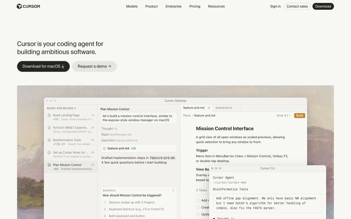 Cursor homepage