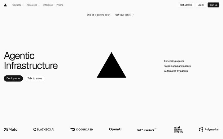 Vercel homepage