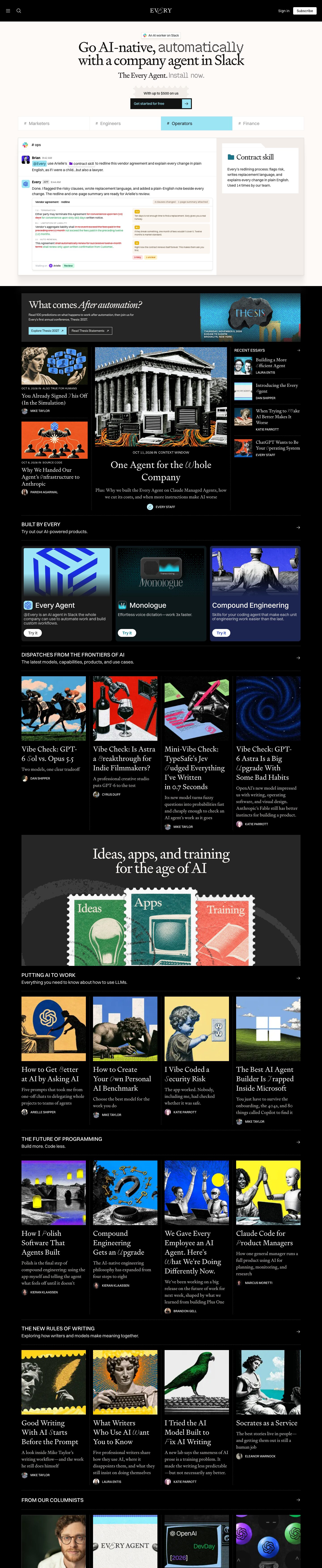 The full Every homepage