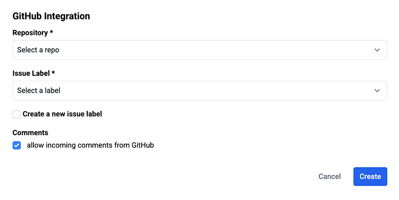 GitHub integration settings